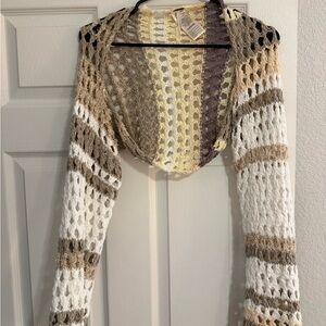 Free People Multicolor Open-Knit Shawl